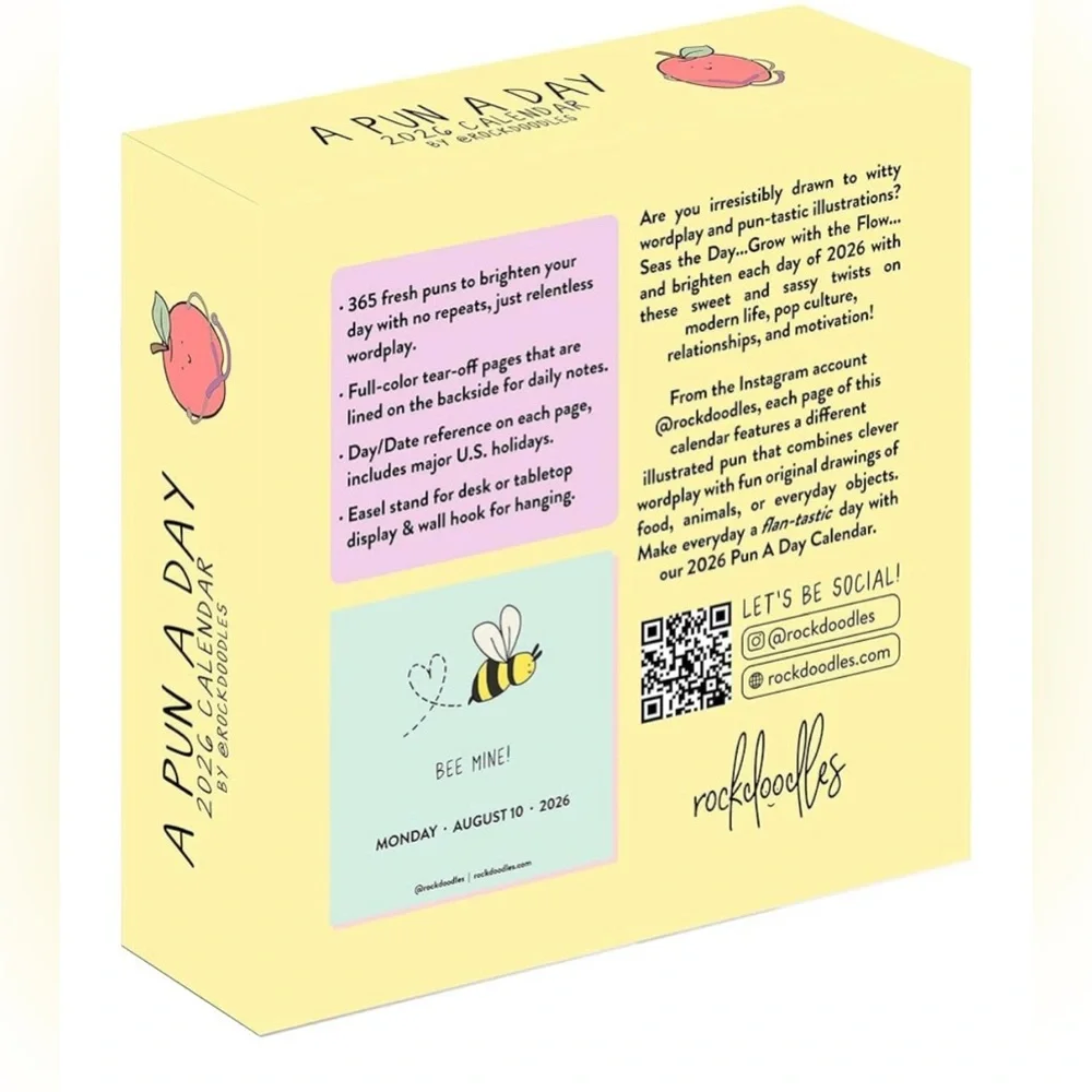 Rockdoodles 2026 Punny Day-to-Day Calendar Funny Desktop Office Tear Off Pages